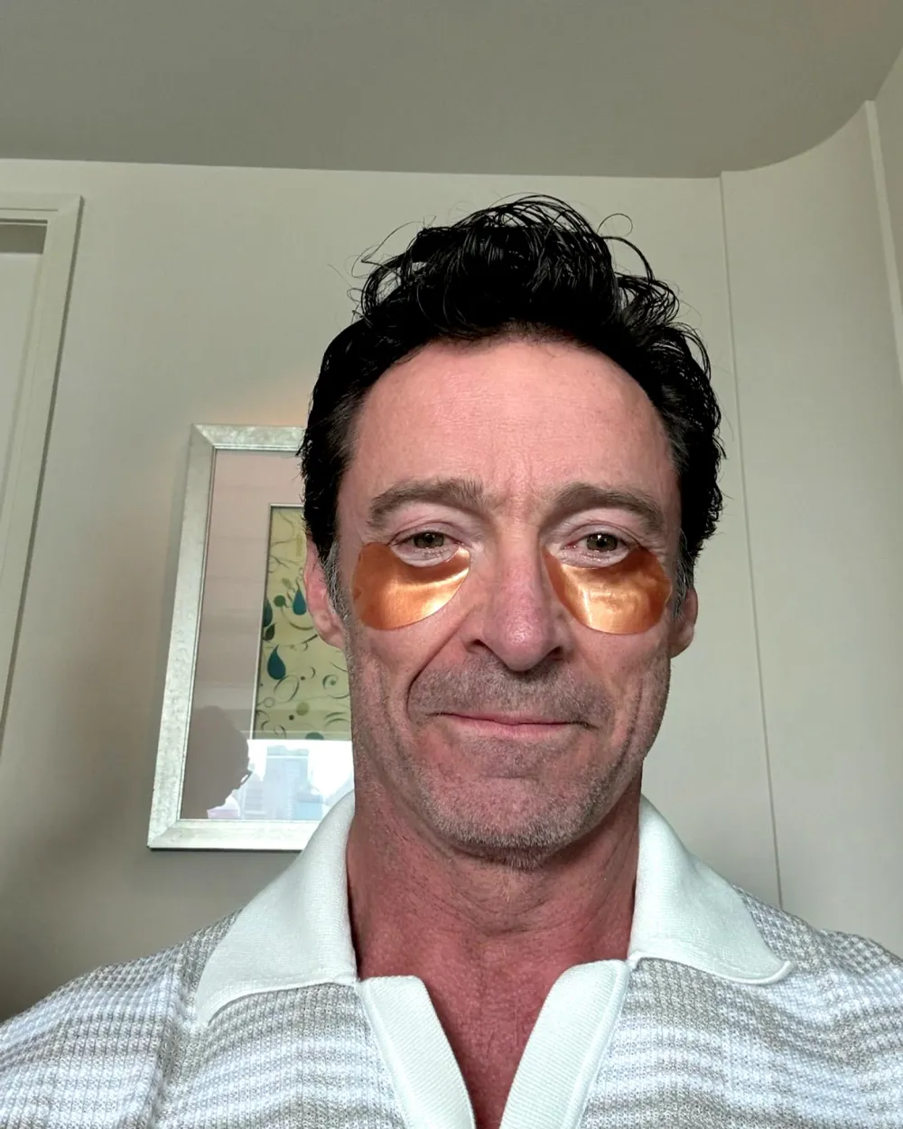 Hugh Jackman Practices Self-Care With Rose Gold Eye Masks- &lsquo;This Is 55&rsquo;