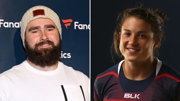 Jason Kelce Challenged to Arm Wrestle by Olympics Women Rugby Player Nicole Heavirland