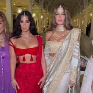 Kim and Khloe Kardashian Rock traditional Indian outfits at Ambani wedding