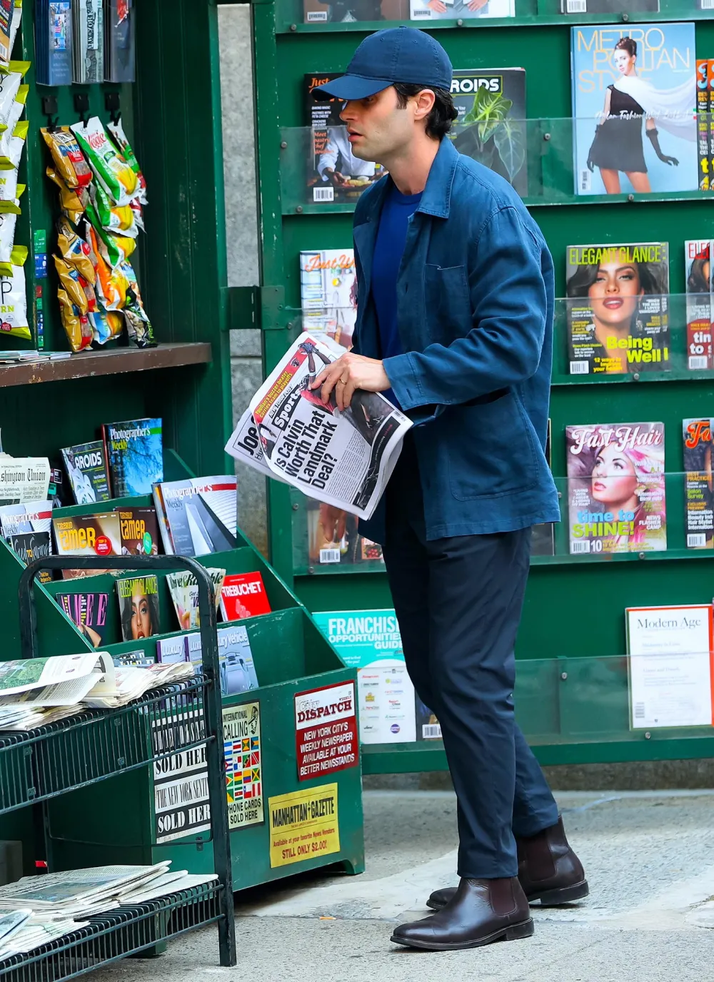 Penn Badgley Films You in NYC and Proves His Iconic Baseball Cap Is Here To Stay