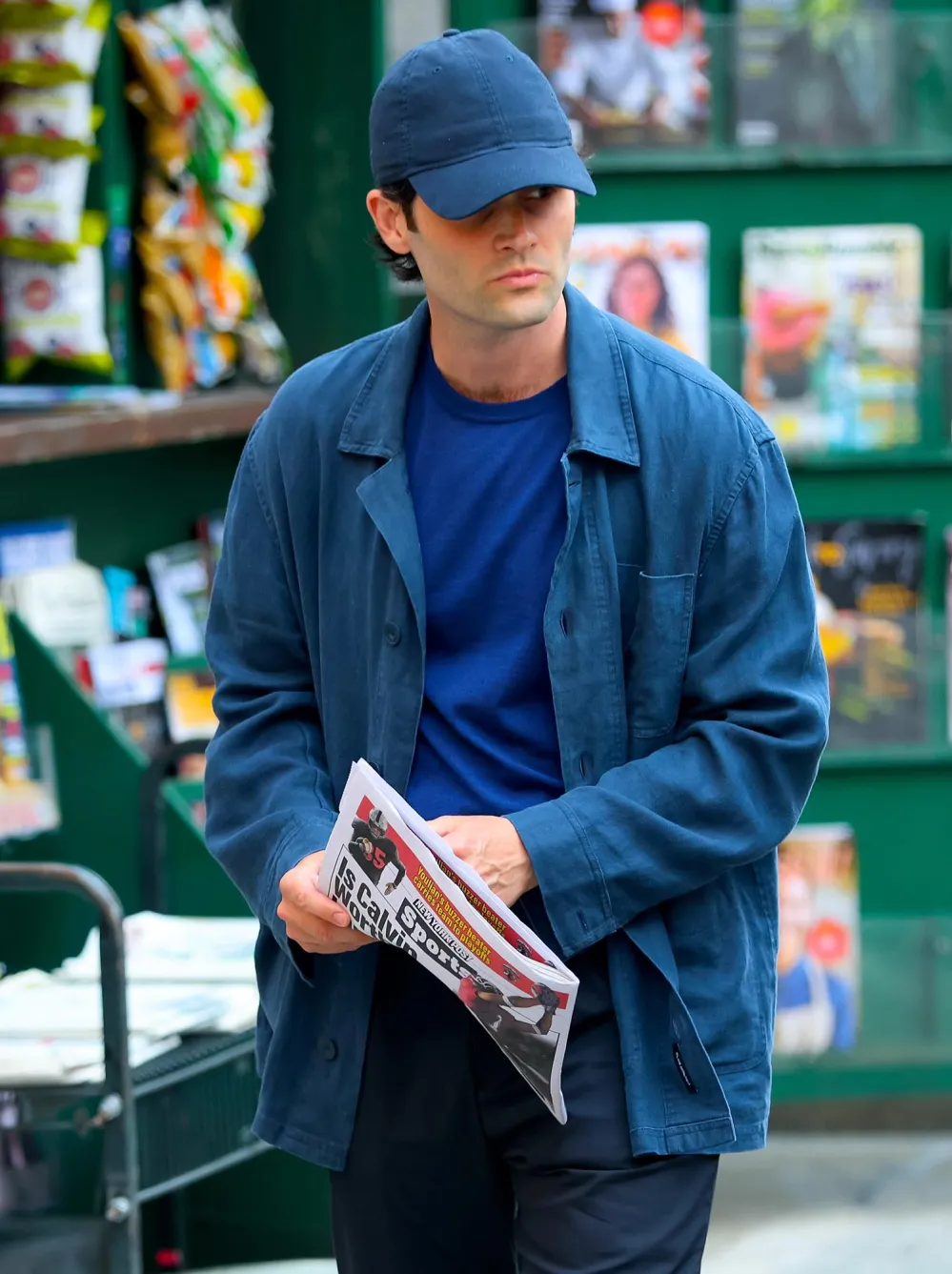 Penn Badgley Films You in NYC and Proves His Iconic Baseball Cap Is Here To Stay