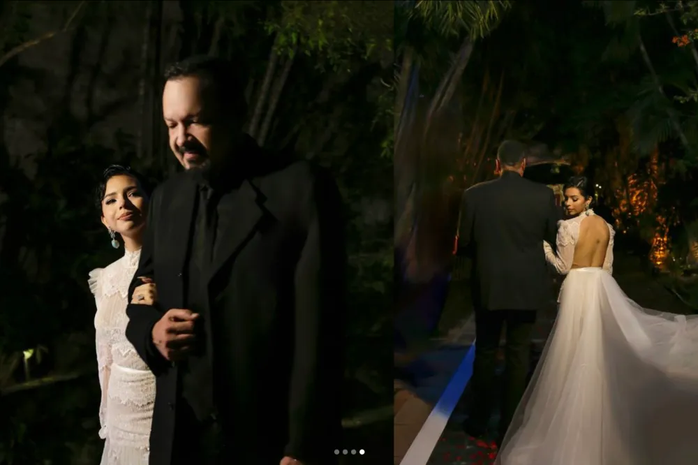 &Aacute;ngela Aguilar del brazo de su padre Pepe Aguilar.