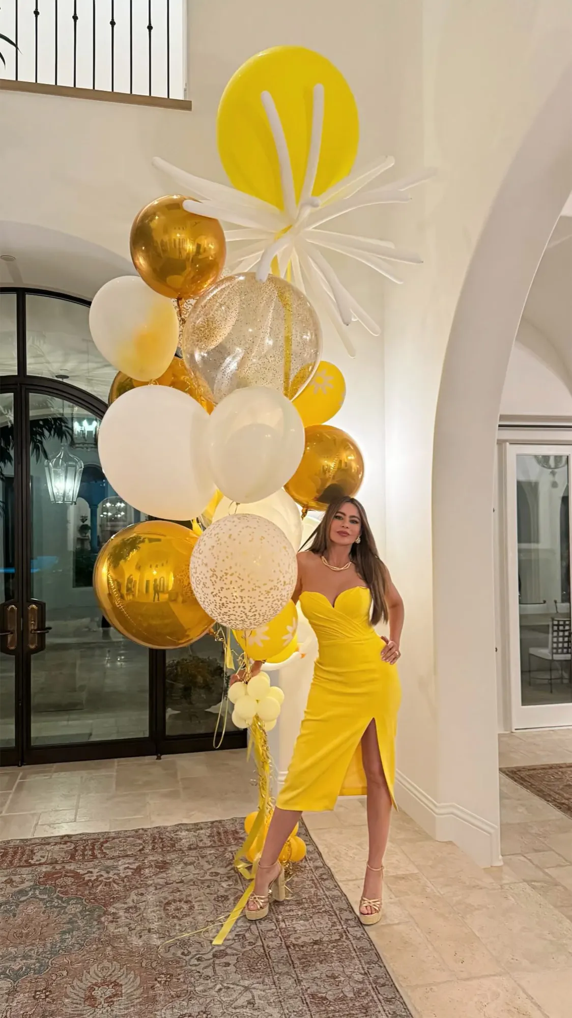 Sofia Vergara Slays in Yellow Frock While Celebrating Her 50th Birthday