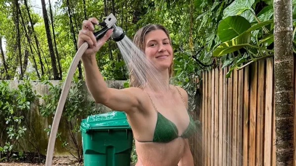Tennis Player Genie Bouchard Does Yard Work in a Bikini
