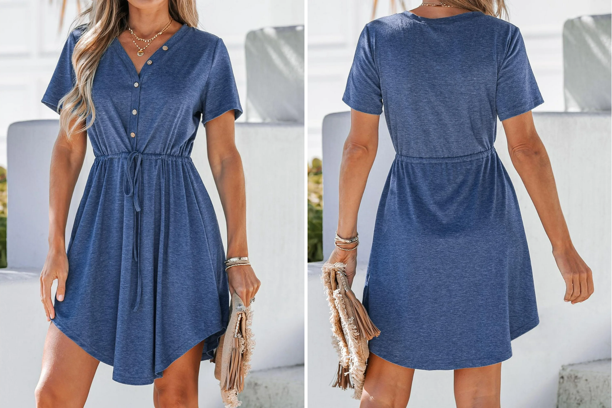 Cupshe Drawstring V-Neck Dress