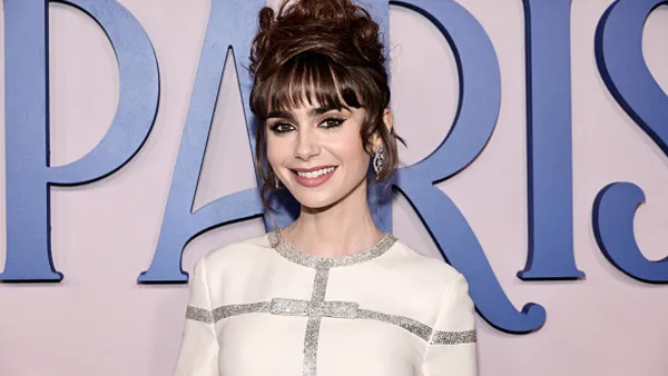 Lily Collins on Emily in Paris red carpet