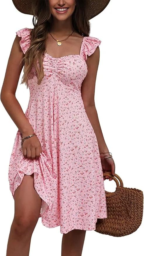 Fensace Sweetheart Neckline Floral Dress