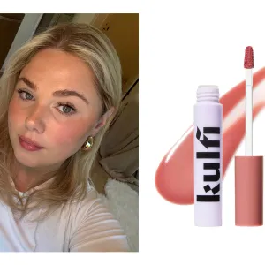 olivia hanson wearing kulfi lip staining oil