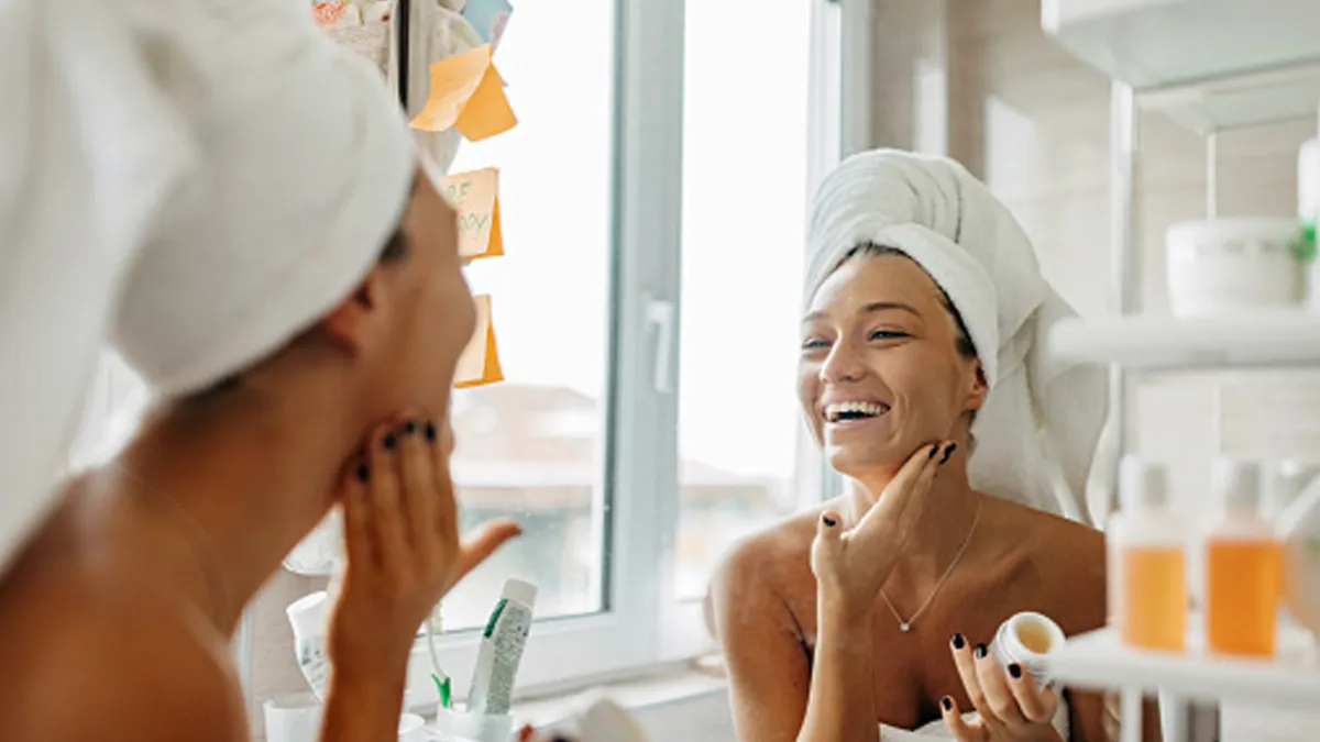 woman doing skincare routine