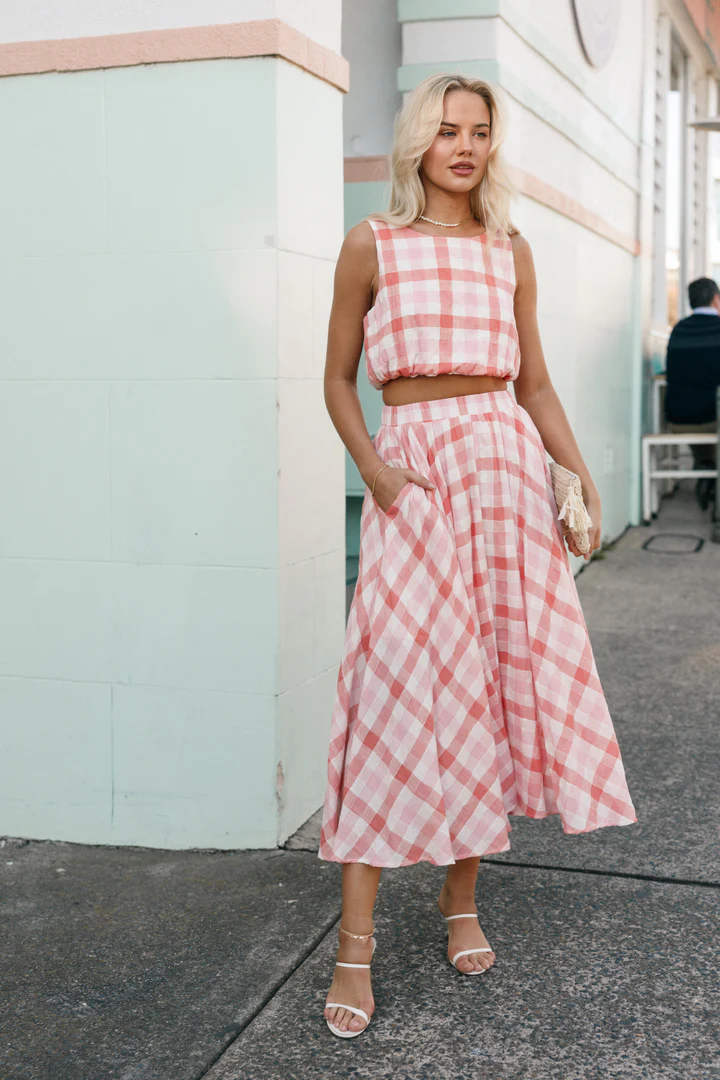 gingham skirt set