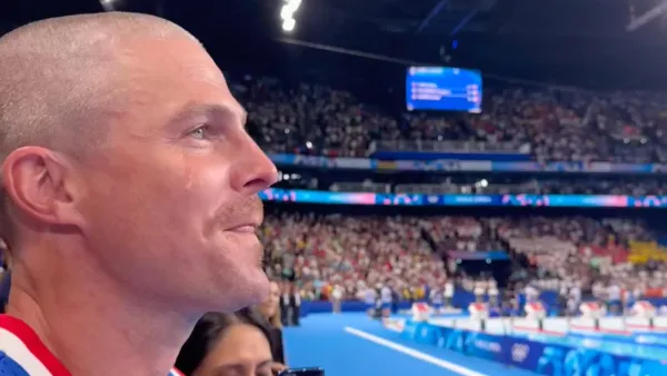 Courtesy of Stephen Amell/InstagramCries After Team USA Swimming Wins Another Gold at Paris Olympics