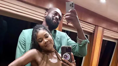 Gabrielle Union Gets Leggy in Completely Sheer Dress With Dwyane Wade