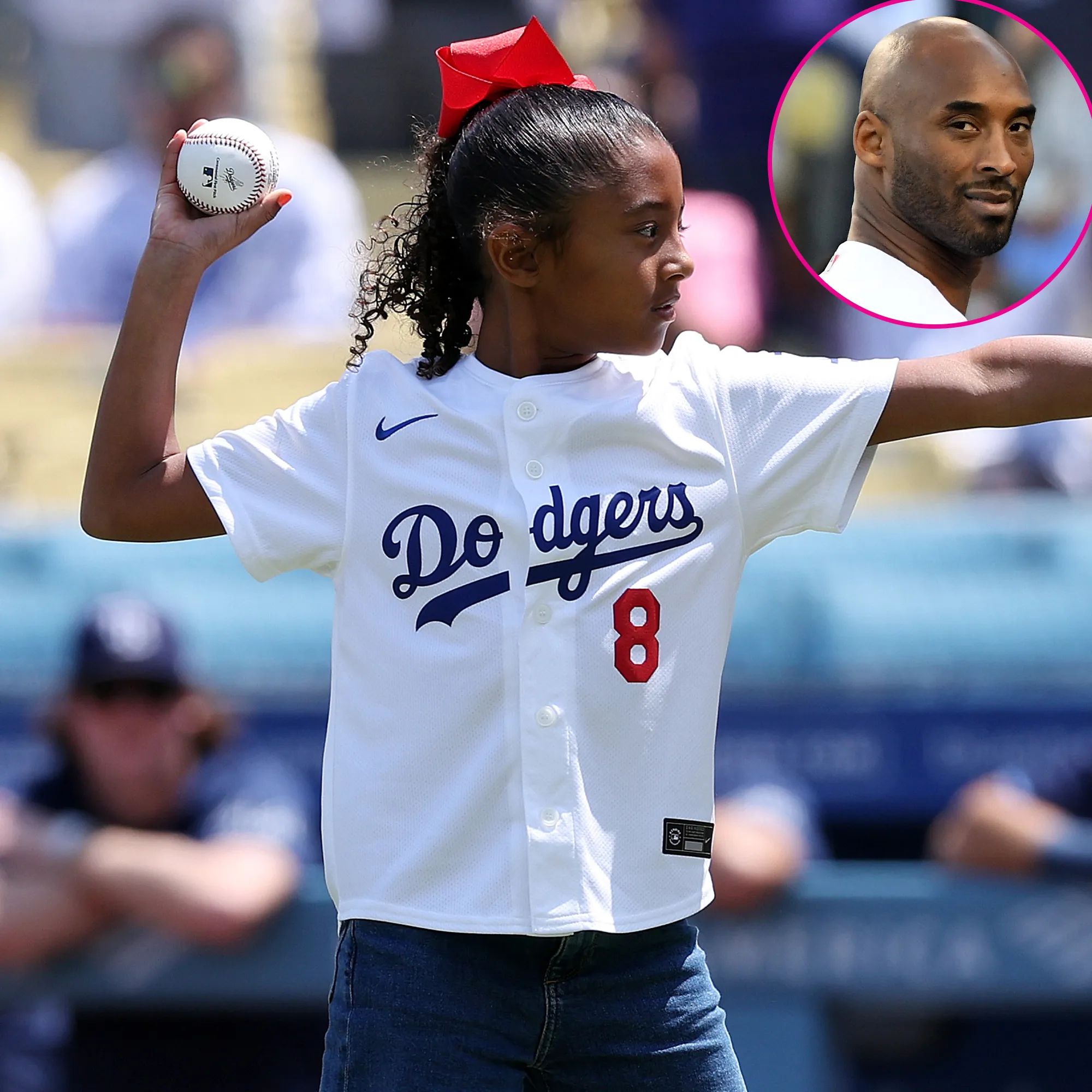 Kobe Bryant Daughter Bianka Throws First Pitch at Dodgers Game