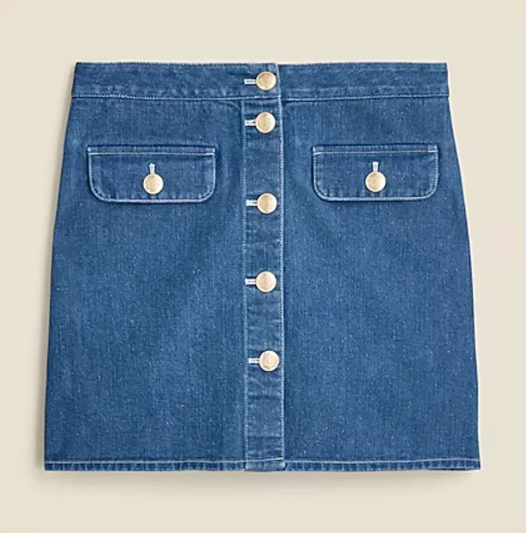 J.Crew Button-front denim mini skirt