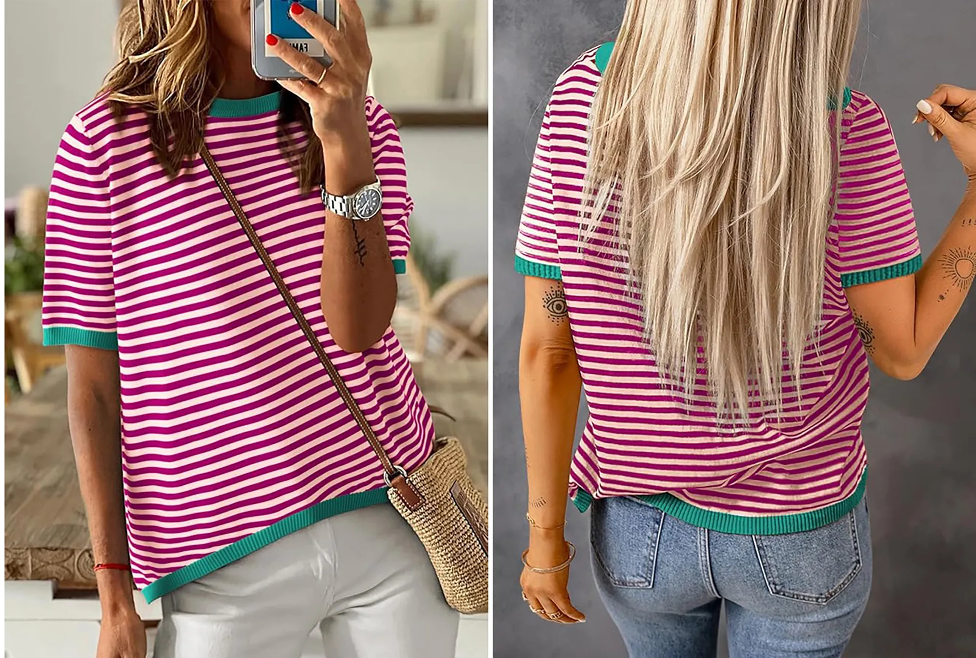 amazon-dokotoo-color-block-short-sleeve-sweater