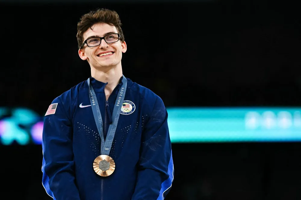 Gymnast Stephen Nedoroscik Wins Bronze During Mens Pommel Horse Final at 2024 Paris Olympics