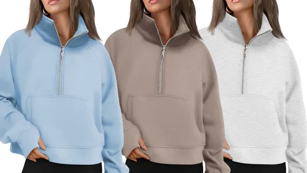 Automet Half Zip Cropped Pullover Sweatshirt Amazon