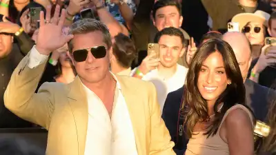 Feature Brad Pitt and GF Ines Coordinate at the Wolfs Premiere