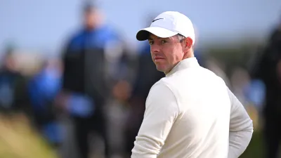 NEWCASTLE, NORTHERN IRELAND - SEPTEMBER 14: Rory McIlroy of Northern Ireland looks on from the 17th green during day three of the Amgen Irish Open 2024 at Royal County Down Golf Club on September 14, 2024 in Newcastle, Northern Ireland. (Photo by Ross Kinnaird/Getty Images)