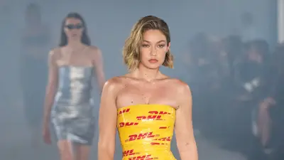 Gigi Hadid Rocks DHL Packaging Tape Dress