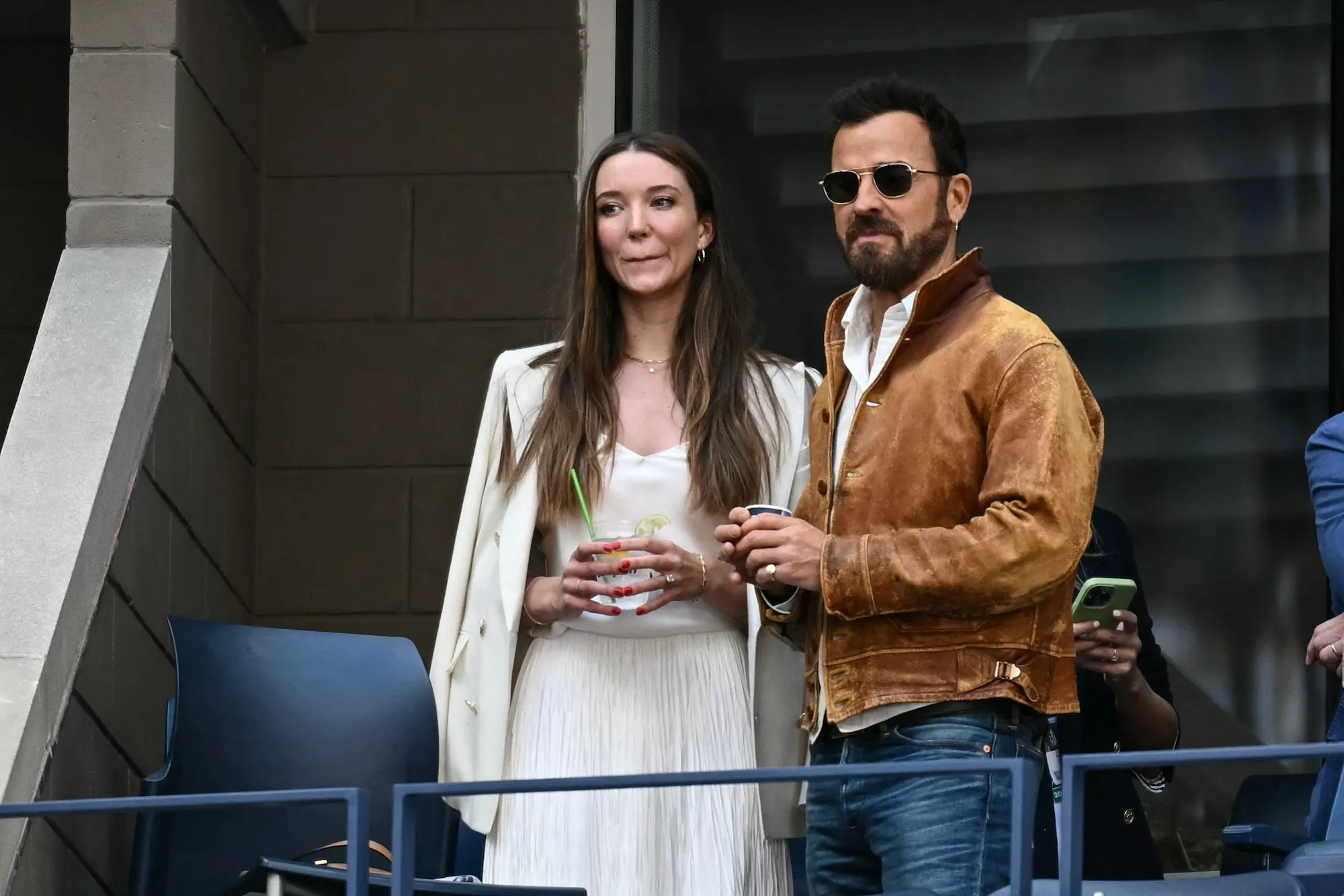 Justin Theroux and Fiancee Nicole Brydon Bloom Attend US Open