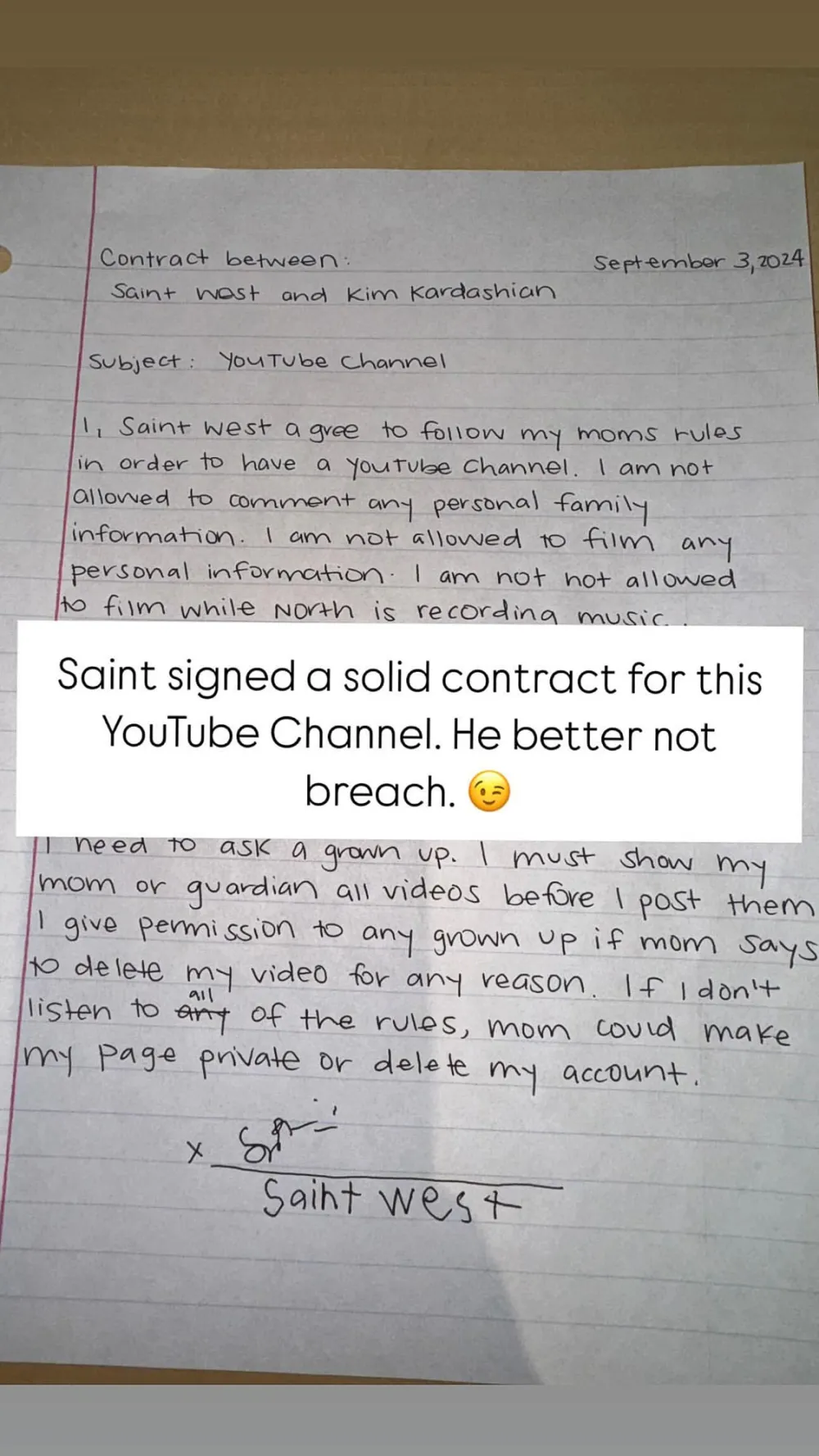 Kim Kardashian Lets Son Saint Launch a YouTube Channel &mdash; After Signing an Extensive Contract 548