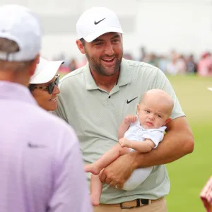 Scottie Scheffler Celebrates Tour Championship Win With 3-Month-Old Son Bennett inline