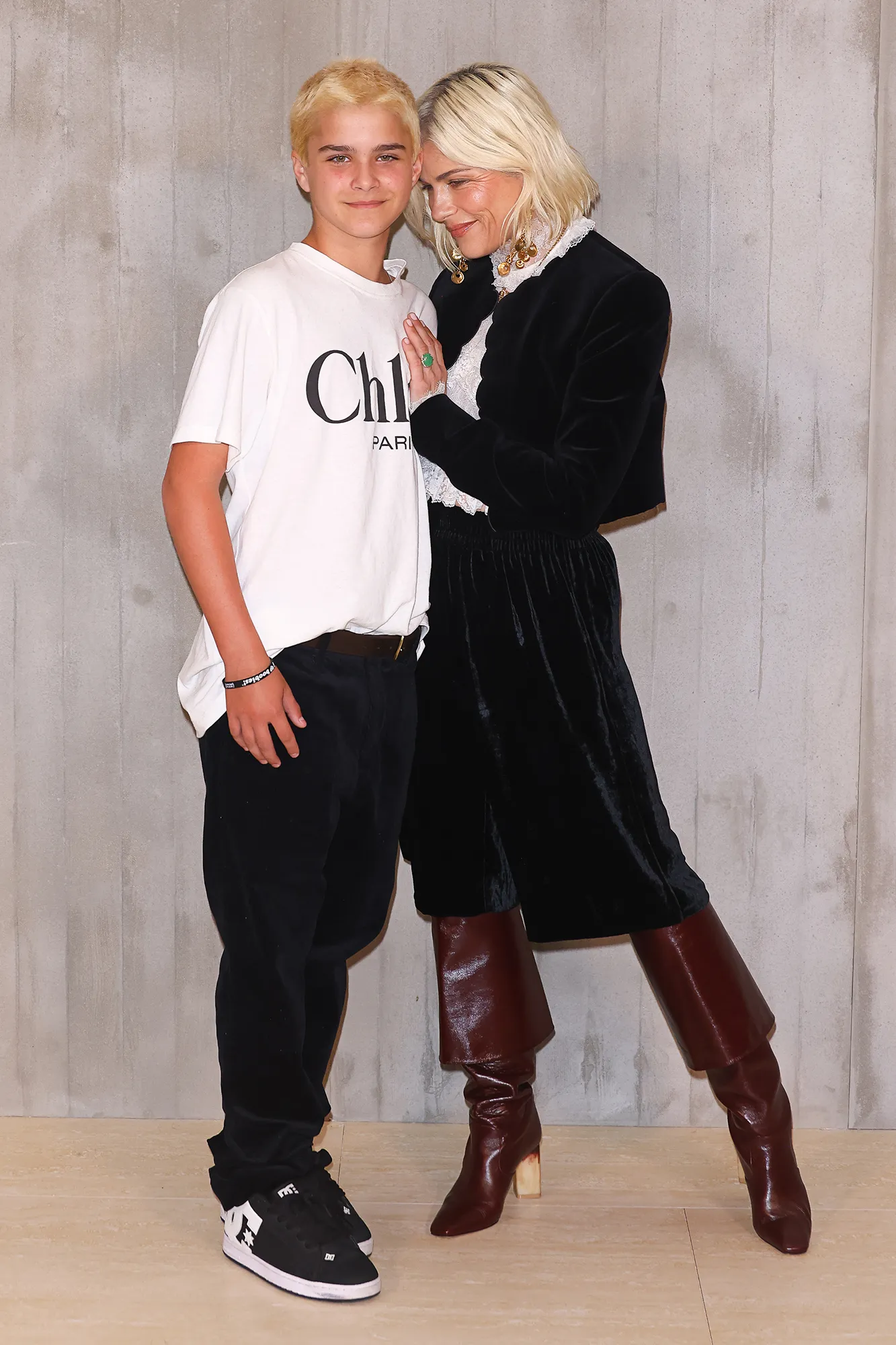 Selma Blair and Look-Alike Son at Paris Fashion Week