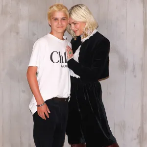 Selma Blair and Look-Alike Son at Paris Fashion Week