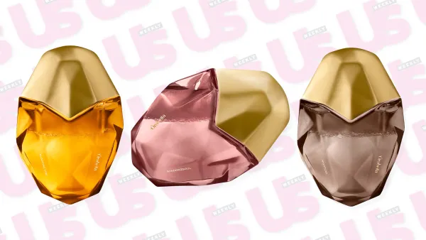 three perfume bottles in a row