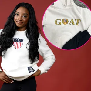 Simone Biles Shows Off Badazzled Goat Sweatshirt