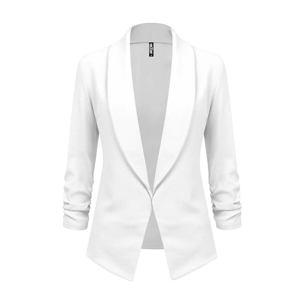 Lock and Love 3/4 Sleeve Open Front Blazer