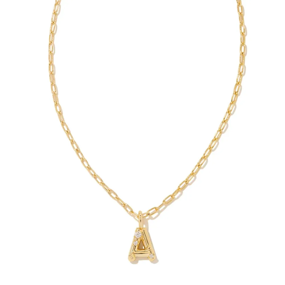 Crystal Letter Gold Short Pendant Necklace