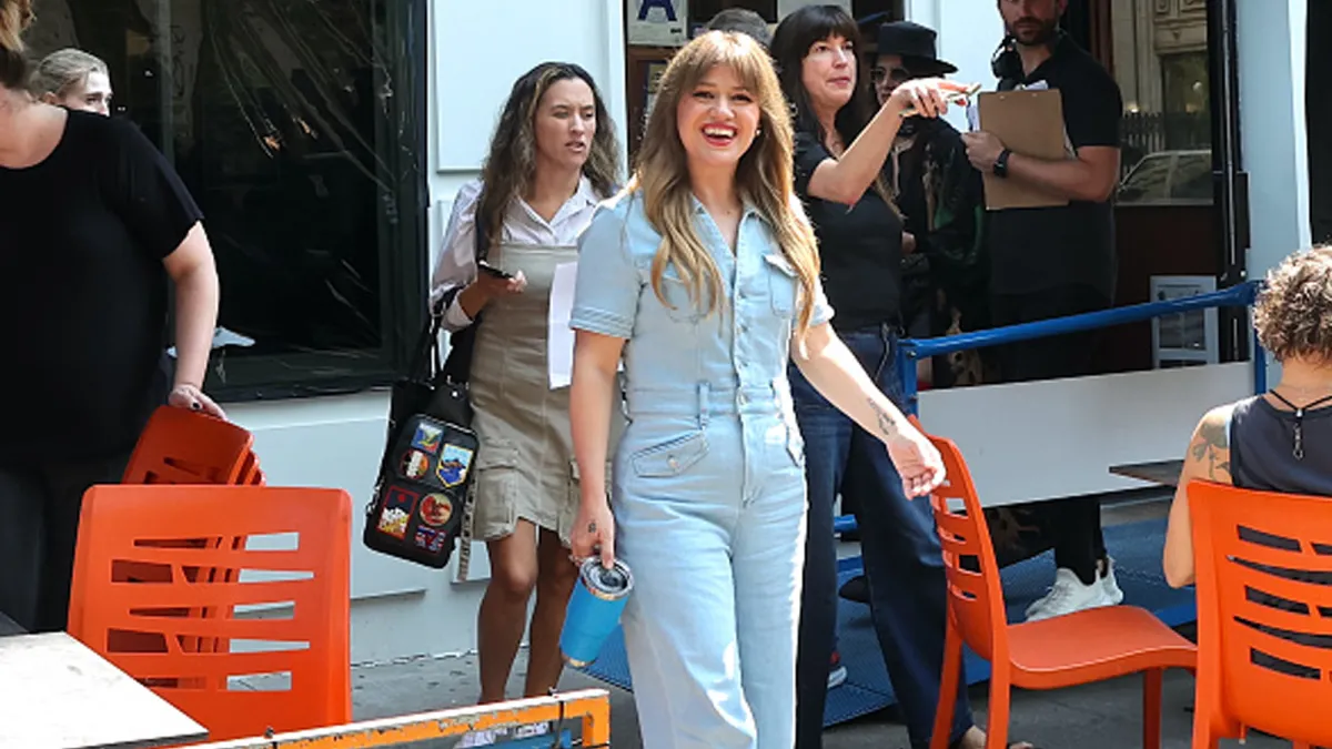Kelly Clarkson denim jumpsuit
