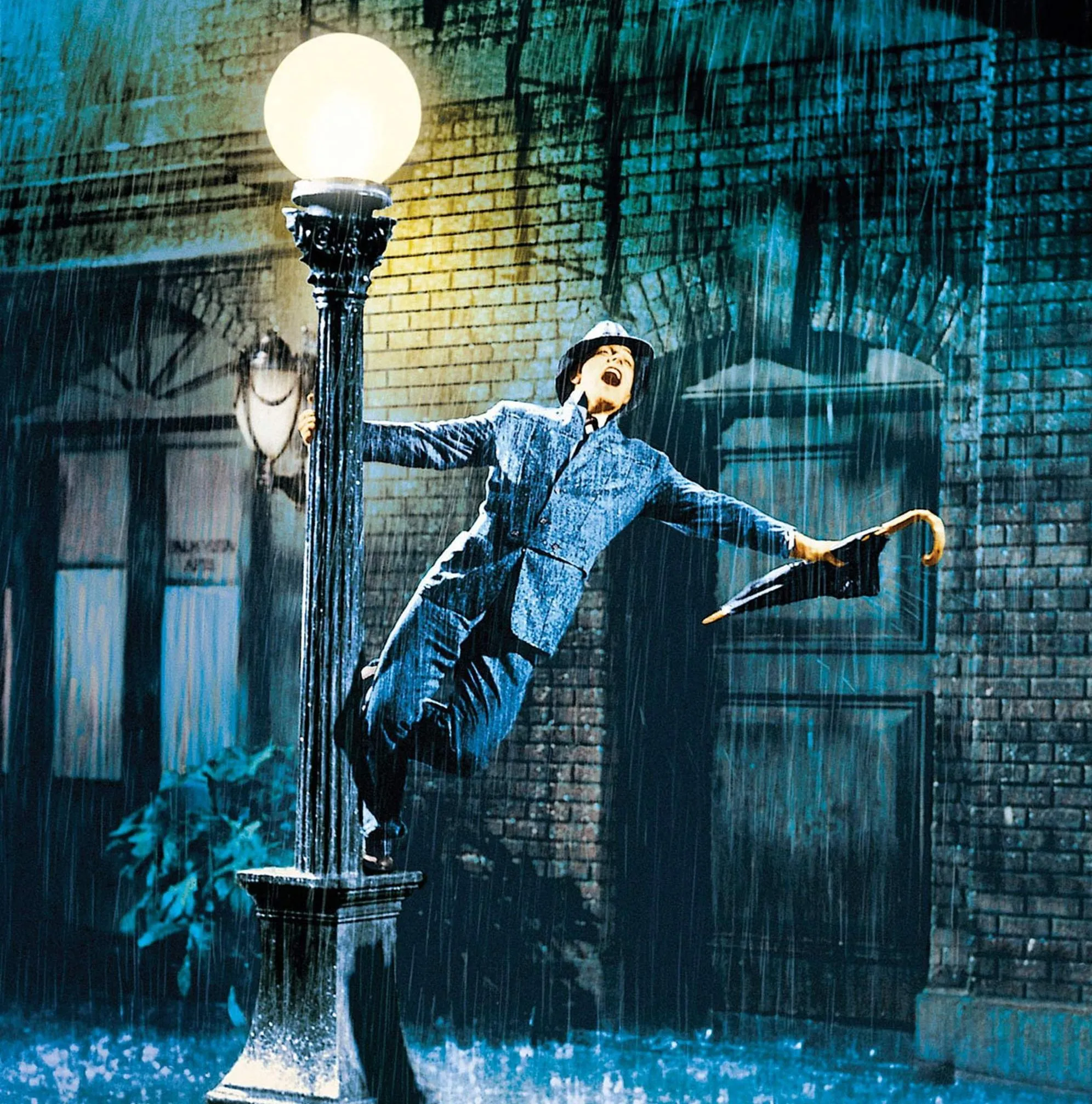 man singing in the rain