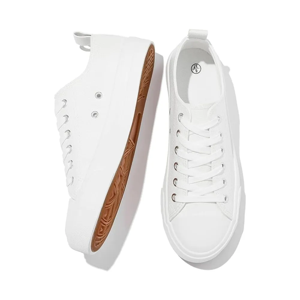 Fracora PU Leather Low Top Lace Up Tennis Shoes&nbsp;Amazon