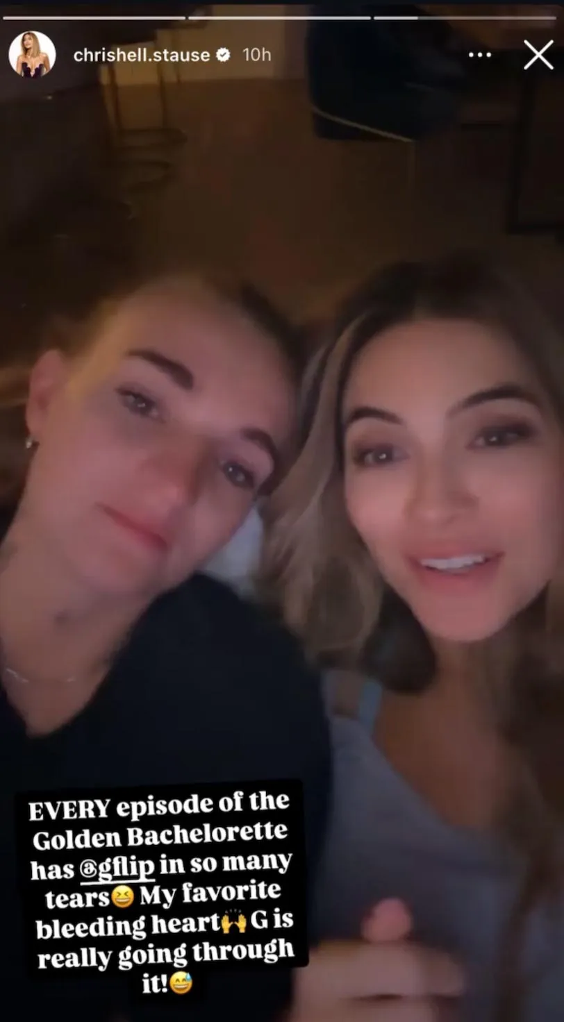 Chrishell Stause Shares Video of G Flip Crying Over The Golden Bachelorette Just Like Us