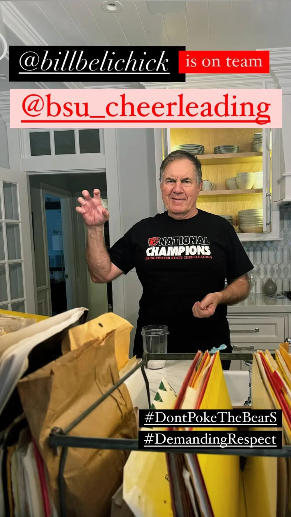 Bill Belichick Wears Girlfriend Jordon Hudsons Cheerleading T Shirt to Support Her in Radio Feud