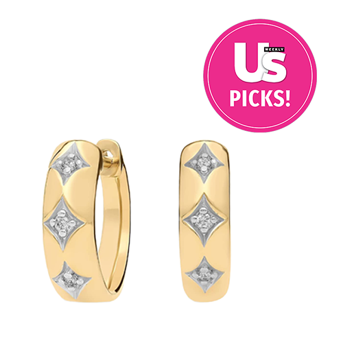 Blue Nile Wide Diamond Flicker Huggie Earrings in 14K Yellow Gold