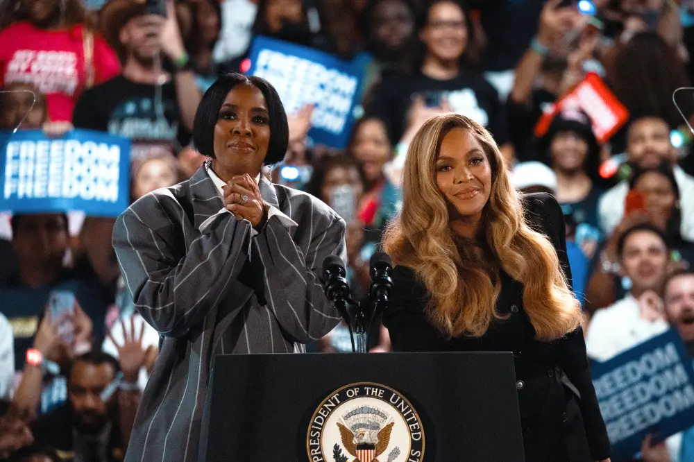 Beyonce Joins Forces With Kelly Rowland at Kamala Harris Rally