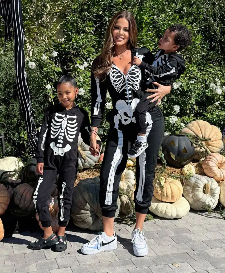 FEATURE Khloe Kardashian Twins With Her Kids at Halloween Party