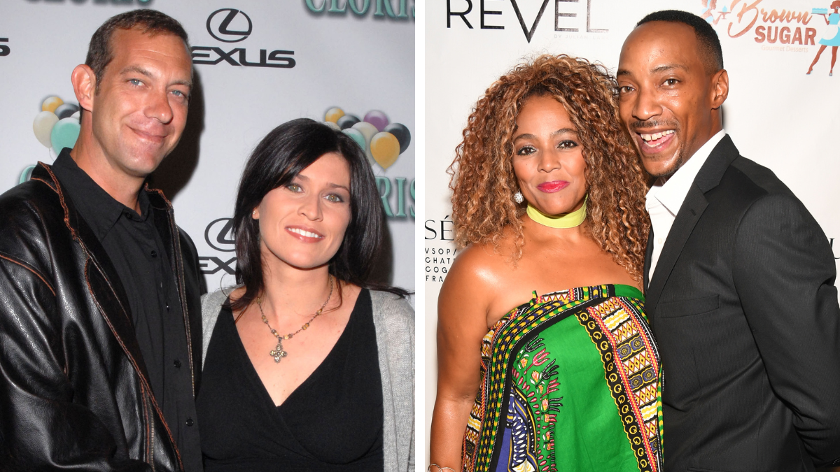 Left: Nancy McKeon and Marc Andrus in 2006; Right: Kim Fields and Christopher Morgan in 2017