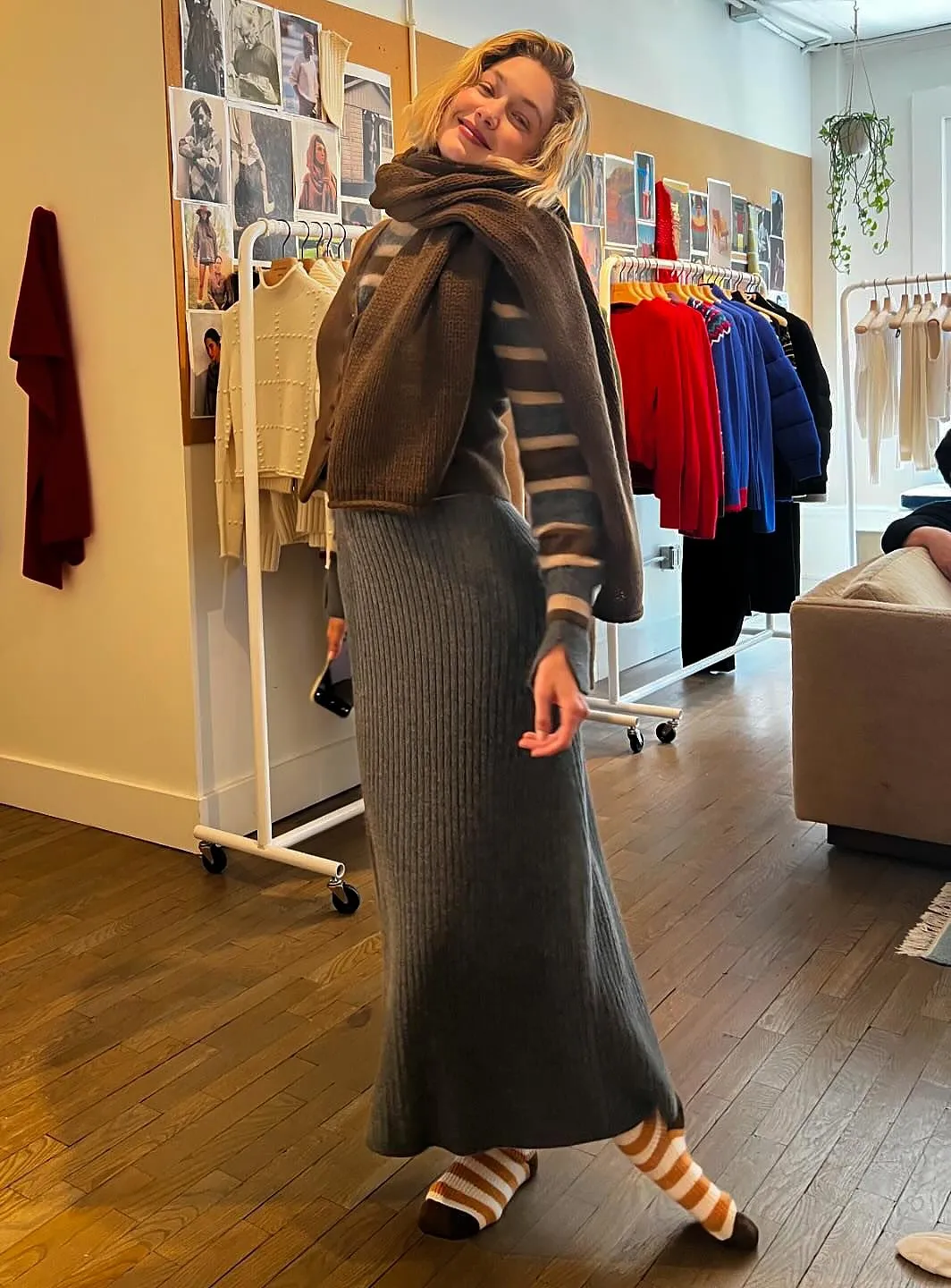 Gigi Hadid Layers on Sweaters Inside Guest in Residence Office