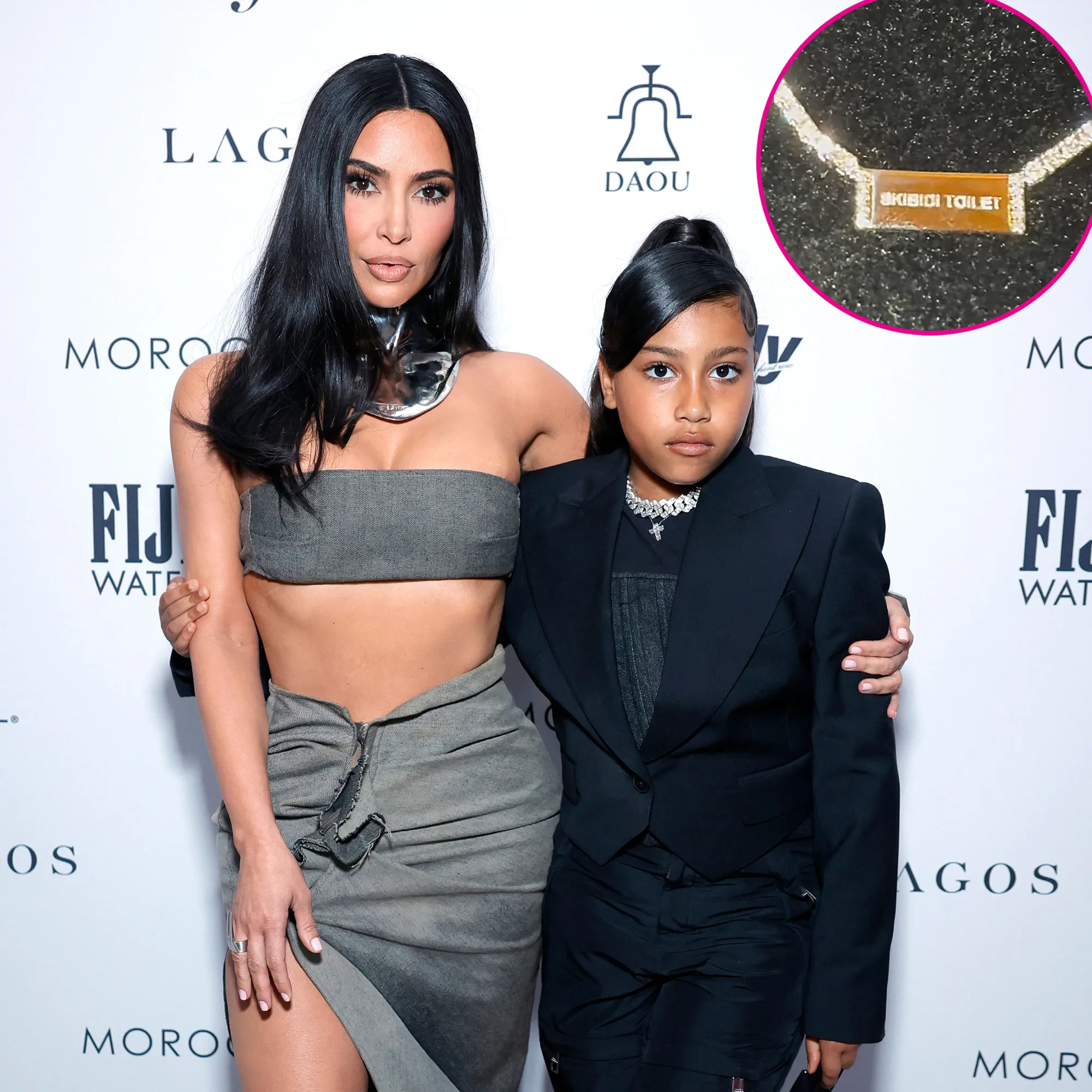 North West Gifts Kim Kardashian Necklace Engraved With Skibidi Toilet for 44th Birthday