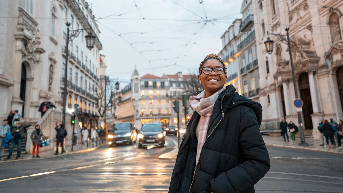 Tourist on vacation in the streets of Lisbon, Portugal