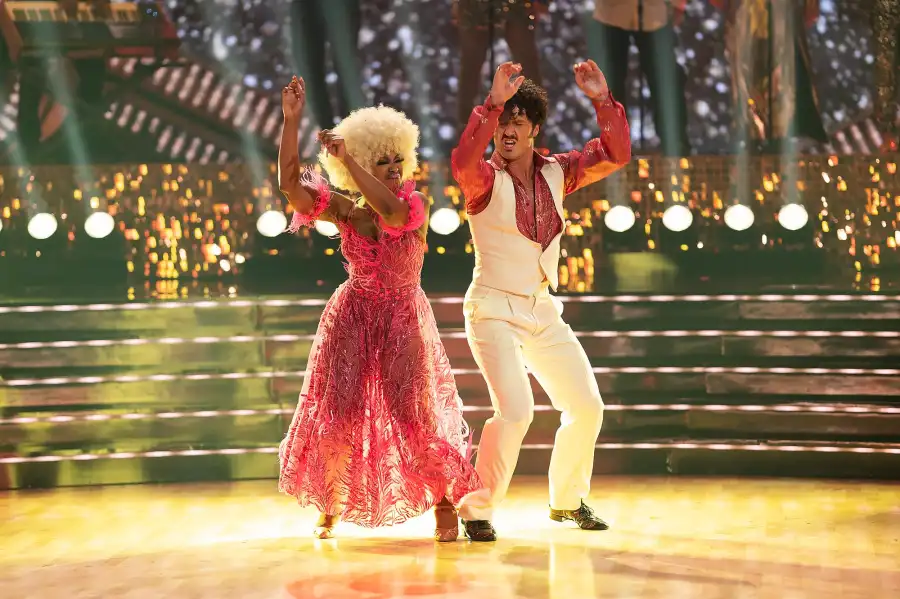 Phaedra parks and Val Chmerkovskiy Dancing With the Stars Hair Metal Night Double Elimination