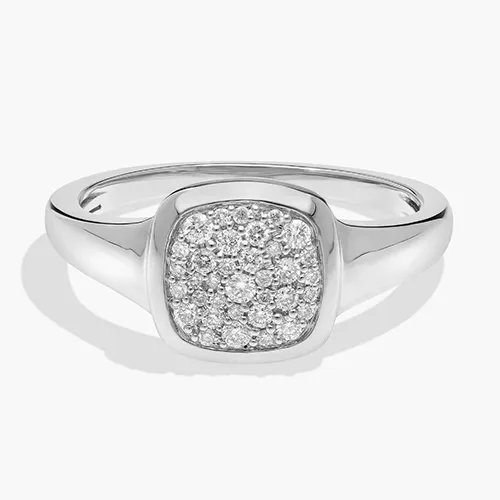 Diamond Cluster Signet Ring