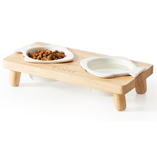 Customized Wooden Cat Bowl Stand