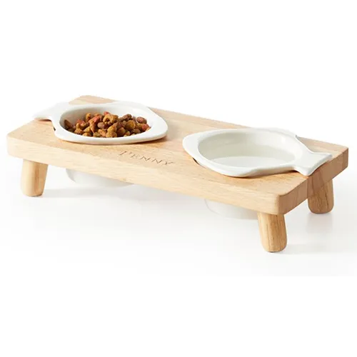 Customized Wooden Cat Bowl Stand