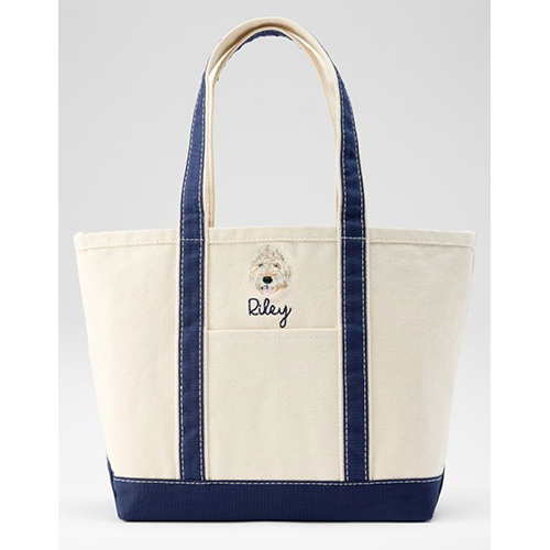 Embroidered Canvas Dog Tote